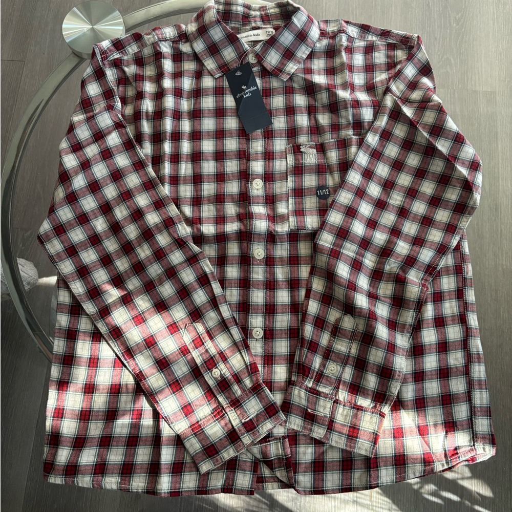 Abercrombie Kids Red and White Plaid Shirt